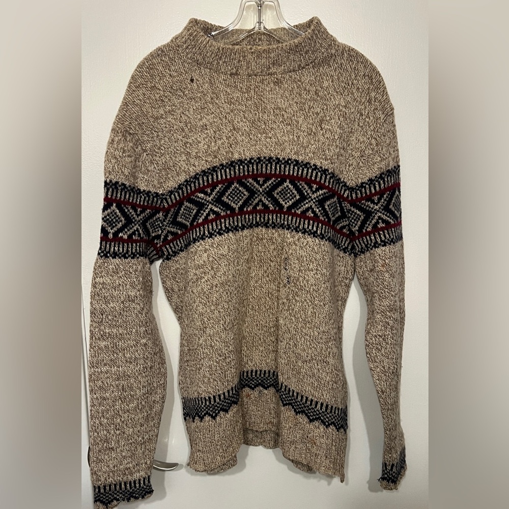 Pendleton LOBO Wool Sweater Men’s M 100% Virgin Wool Nordic Pattern Hand Repair